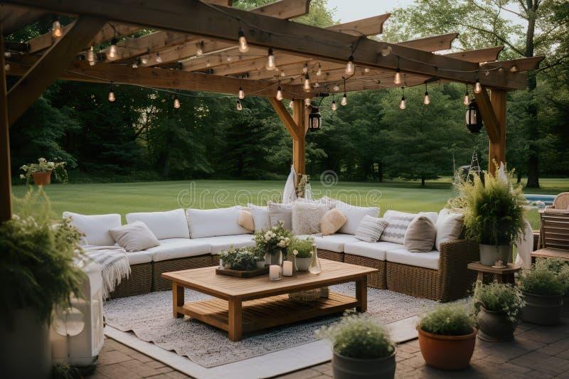 Create a cozy outdoor lounge in your backyard with comfy seating