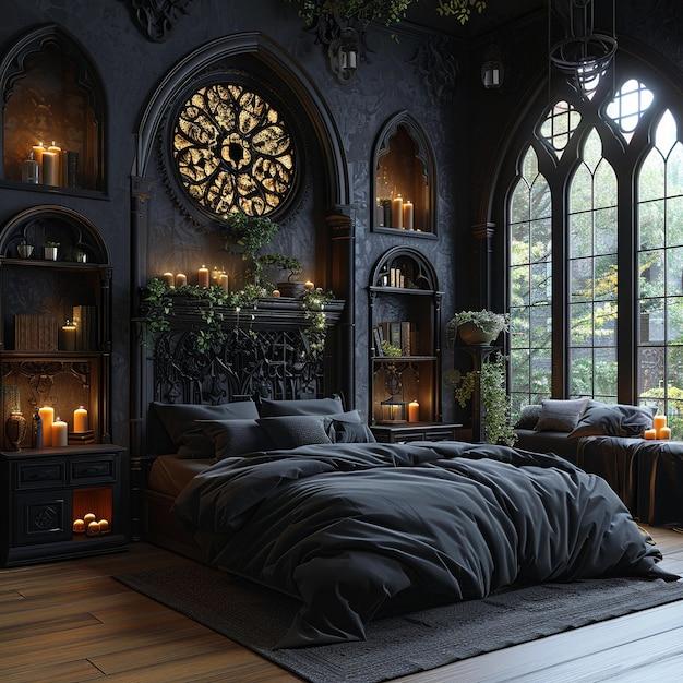 Gothic Bedroom: Add drama with dark hues and ornate furnishings