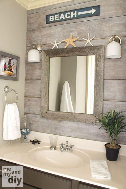Showcase driftwood for a beachy vibe in your boho bathroom