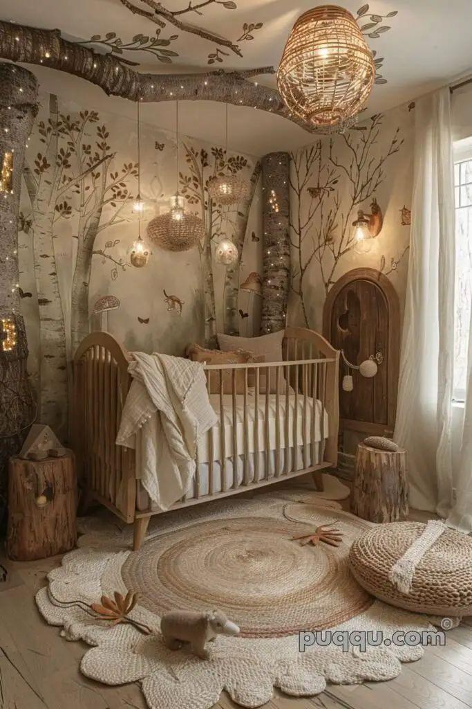 Whimsical Woodland Nursery: Embrace nature with forest animals and greenery