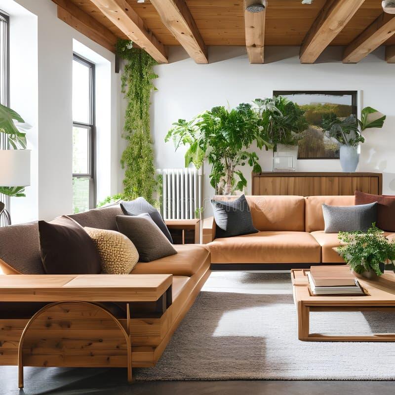 Introduce a statement piece, like a large plant, to draw attention in your earthy living room