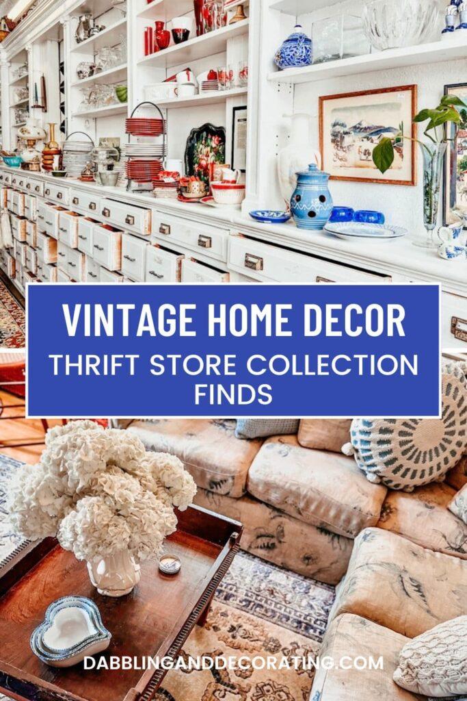 Add vintage thrift finds for character in your blue living room