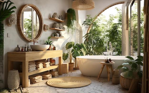 Infuse natural light to brighten up your boho bathroom space