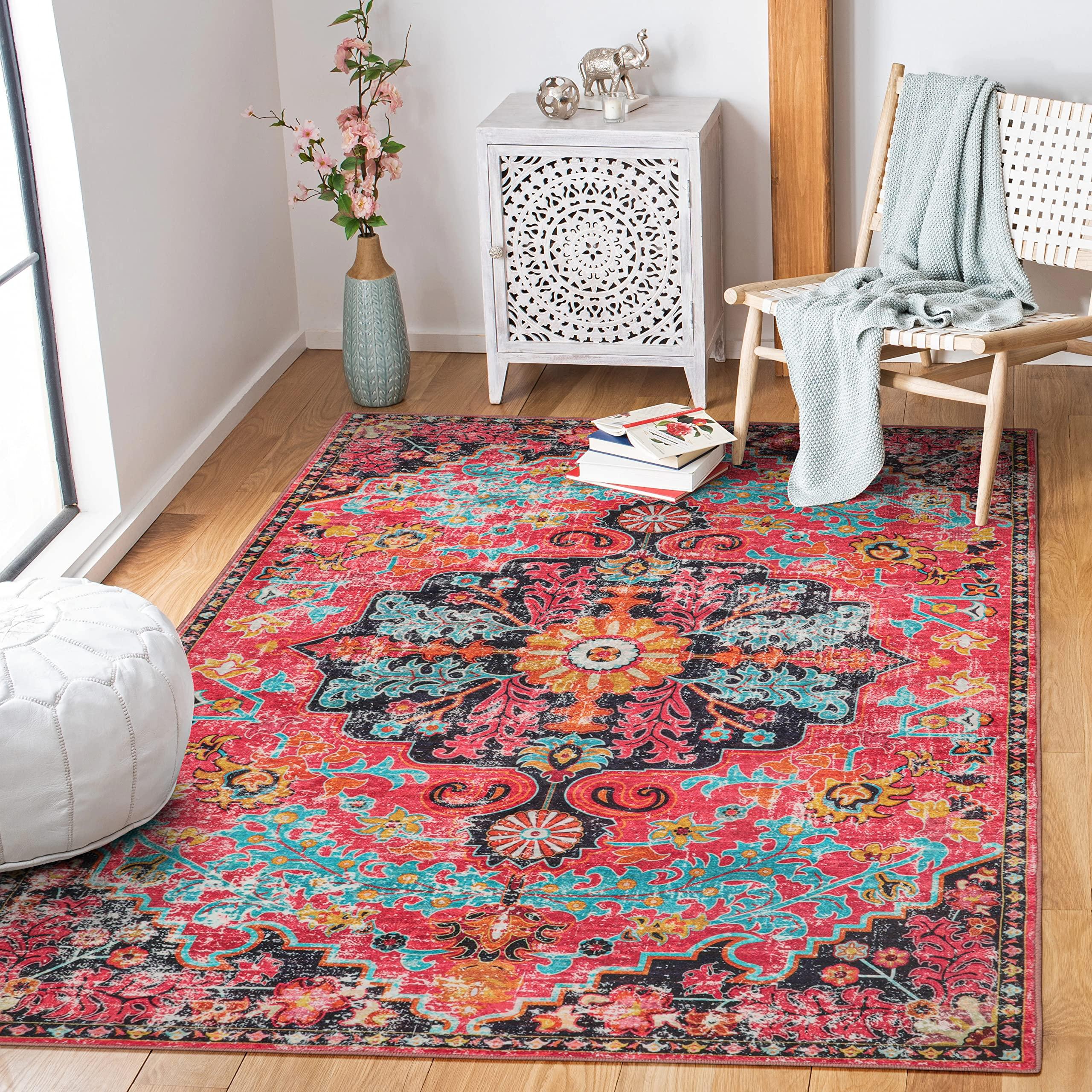 Vibrant patterned ⁣rugs to warm up your‌ boho bathroom space