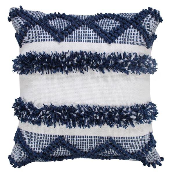Incorporate patterned blue throw pillows for added texture