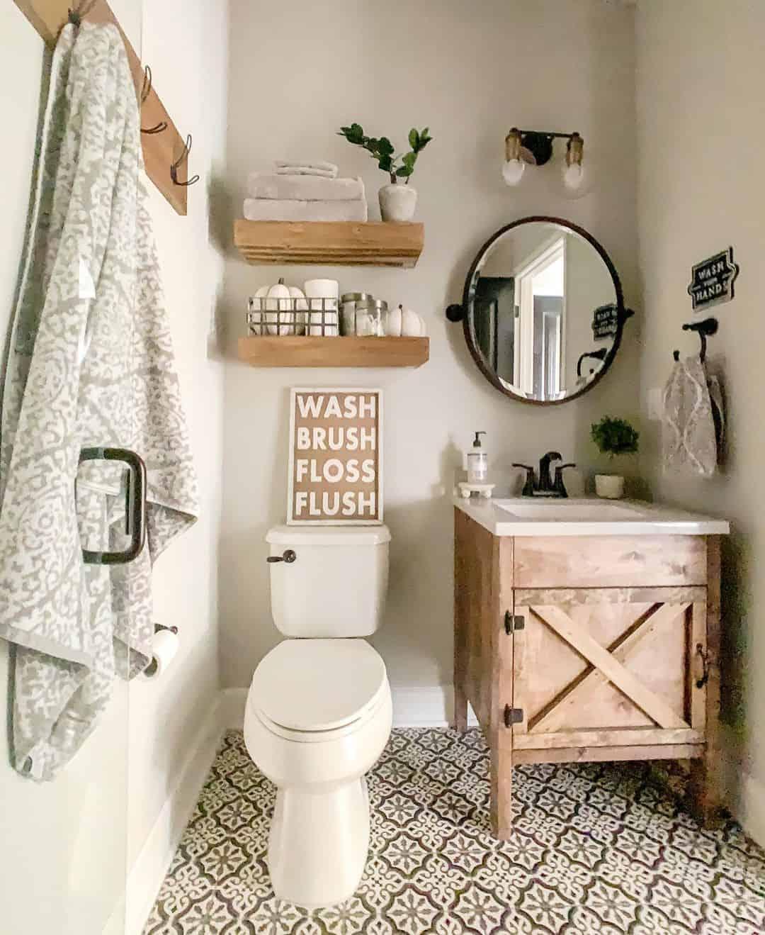 Stylish storage solutions keep your Chalet Bathroom organized and chic