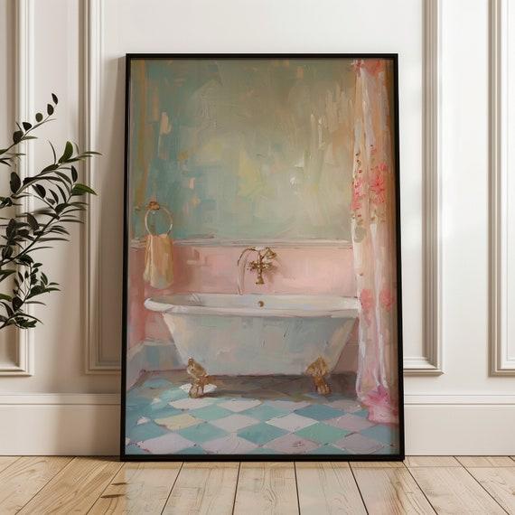 Use pastel artwork to reflect your unique style in the bathroom