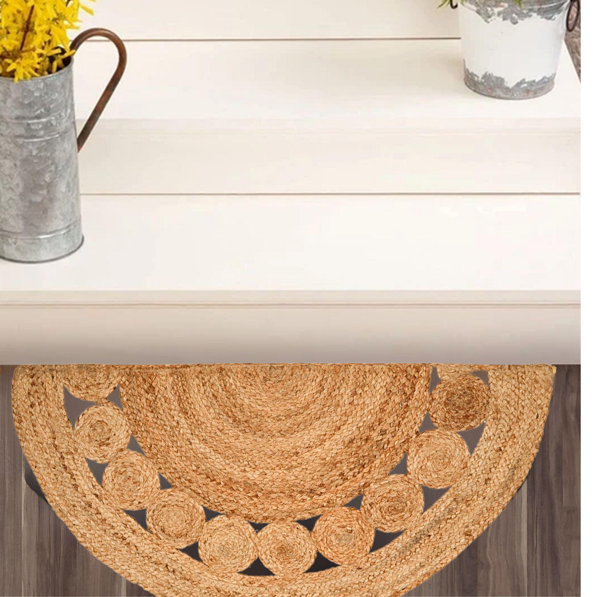 Add natural fiber rugs for warmth in your boho bathroom