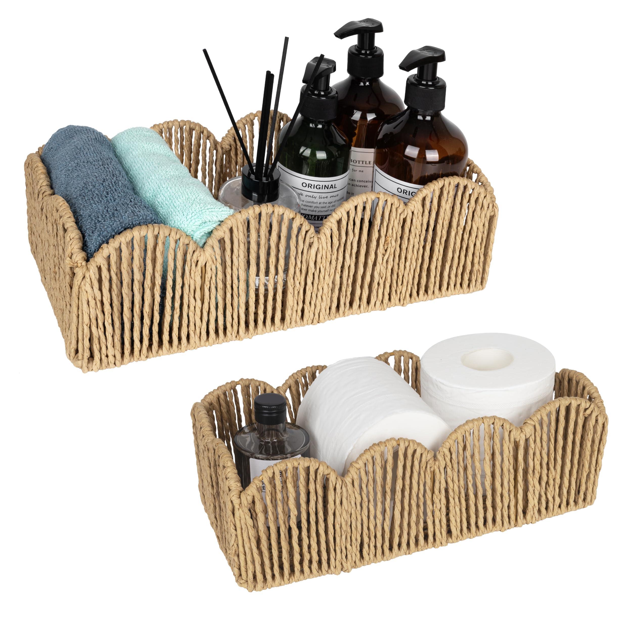 Add‍ woven‌ baskets ⁣for stylish storage in‍ your boho bathroom
