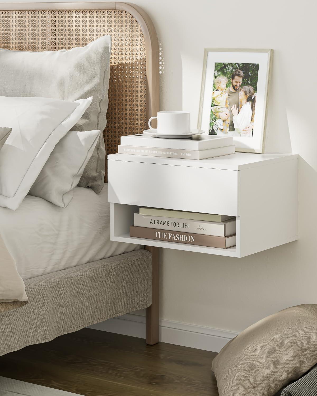 Bedroom Trend: Floating nightstands add a contemporary flair while maximizing floor space