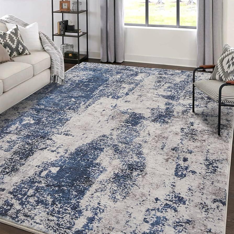 Use a blue area rug to define your living room space