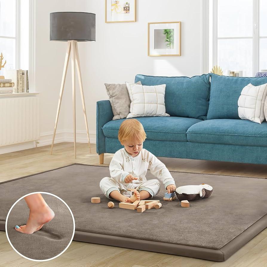 A comfy floor mat offers a safe play area in your Nursery Nook