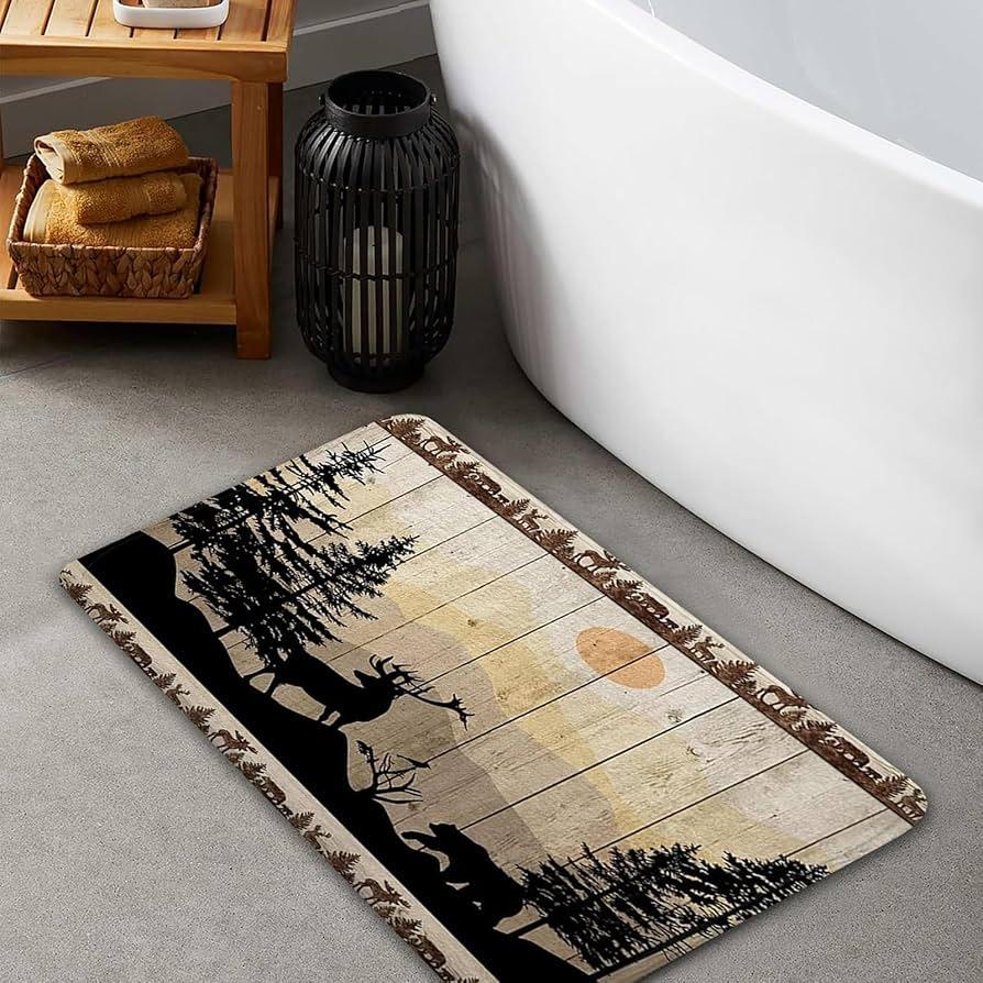 Textured rugs enhance comfort in rustic Chalet Bathrooms