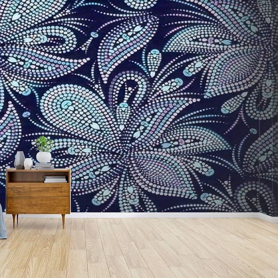 Integrate wallpaper decals in fun blue patterns