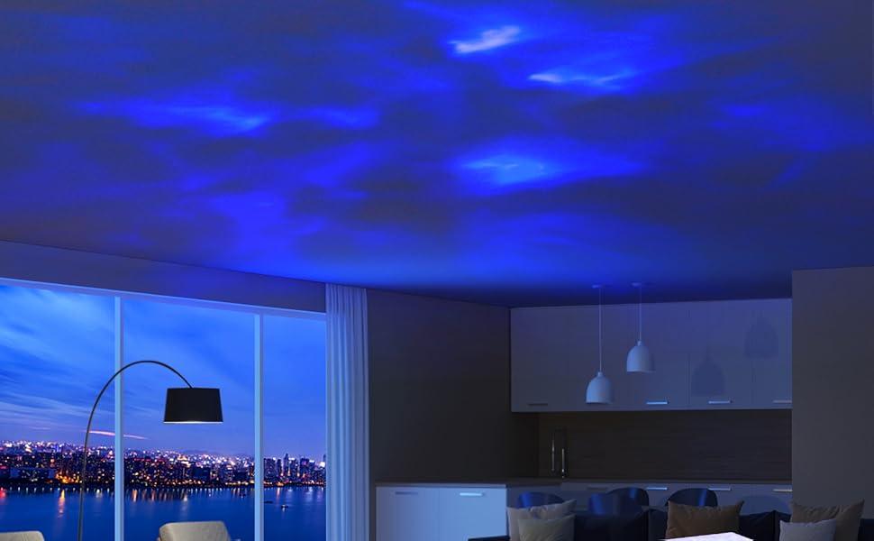 Utilize blue lighting fixtures to create a calming atmosphere