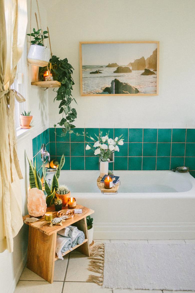 Use unique tiles for character in your stunning boho bathroom
