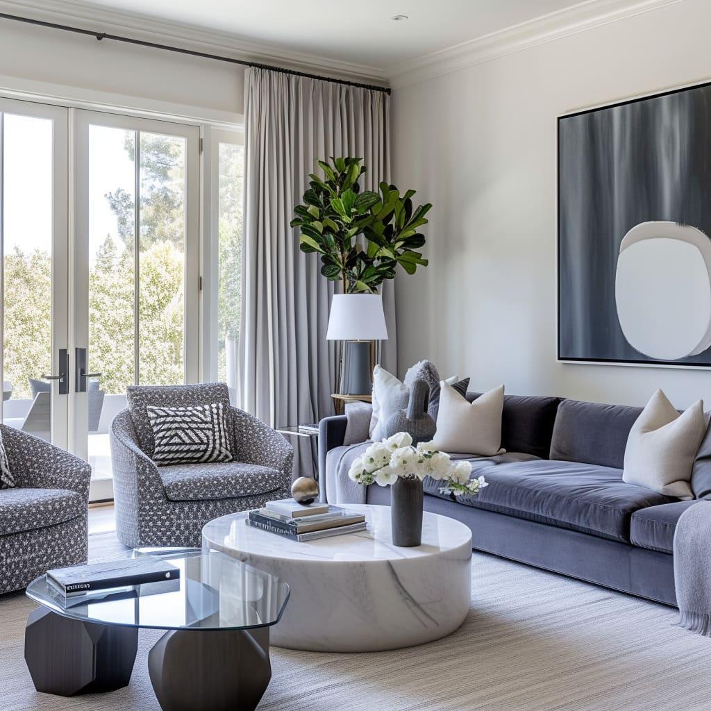 Choose a neutral palette accented with textures in your contemporary living room