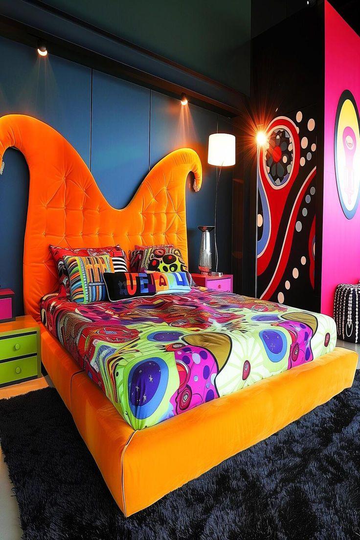 Artistic Bedroom: Showcase creativity with bold artwork and unique designs