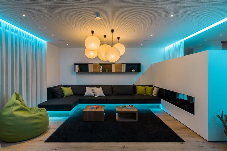 Select smart lighting to enhance moods in your contemporary living room