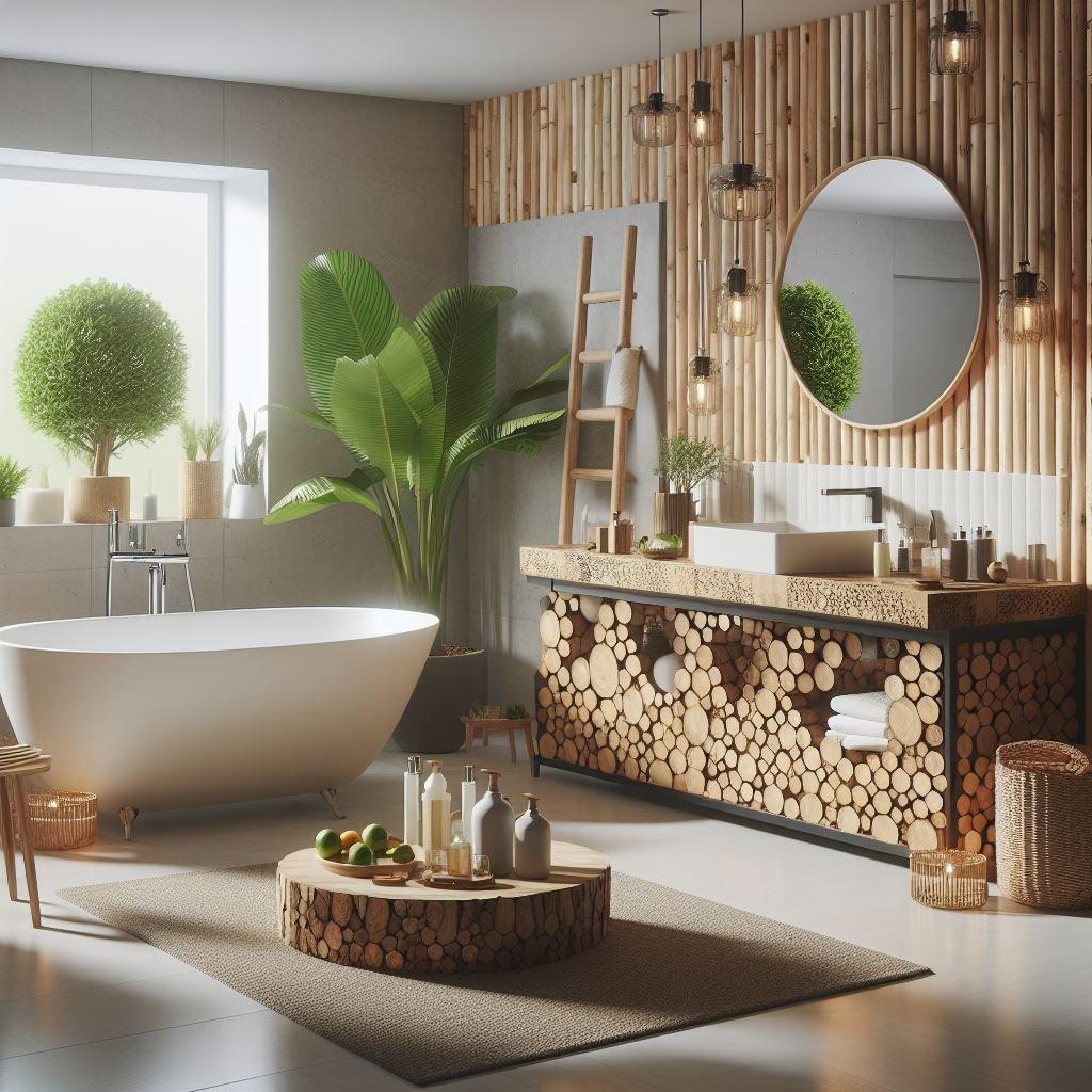 Choose sustainable materials for an eco-friendly boho bathroom retreat