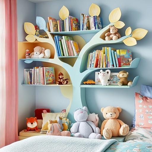 Integrate a small bookshelf loaded with enchanting bedtime stories in your Nursery Nook