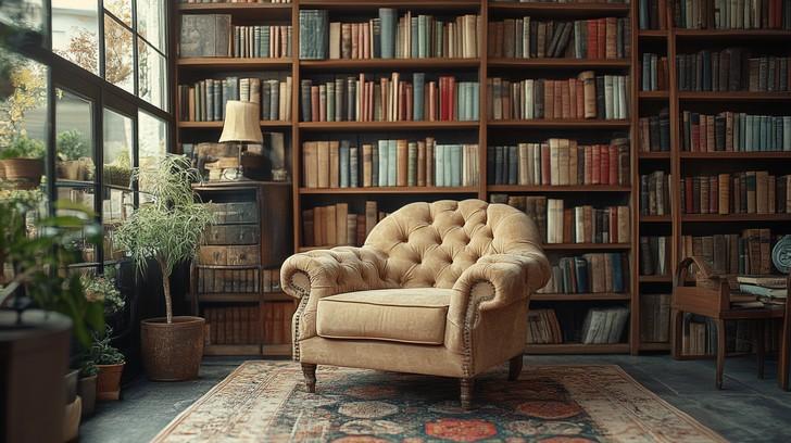 Create a cozy reading⁤ nook ​with a vintage armchair in your living room