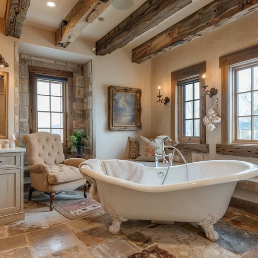 Freestanding tubs invite relaxation in a cozy Chalet Bathroom