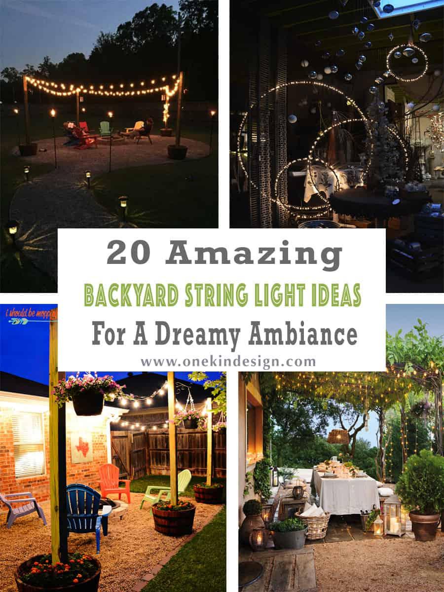 Hang string lights to add ambiance to your small backyard