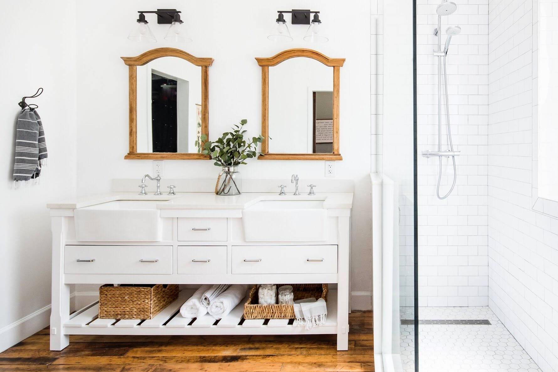 Install a farmhouse sink for functionality and style in your bathroom design