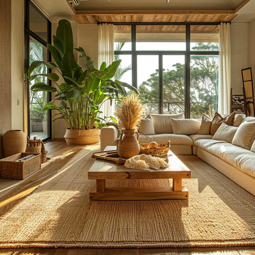 Opt for sustainable decor items to enhance the earth-friendly theme of your earthy living room