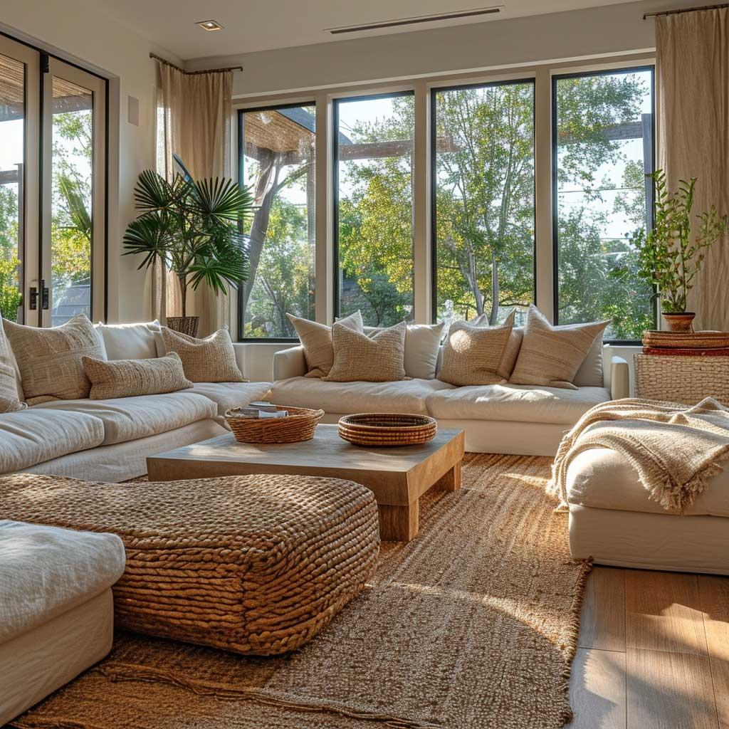 Use vintage or upcycled materials for a unique touch in your earthy living room