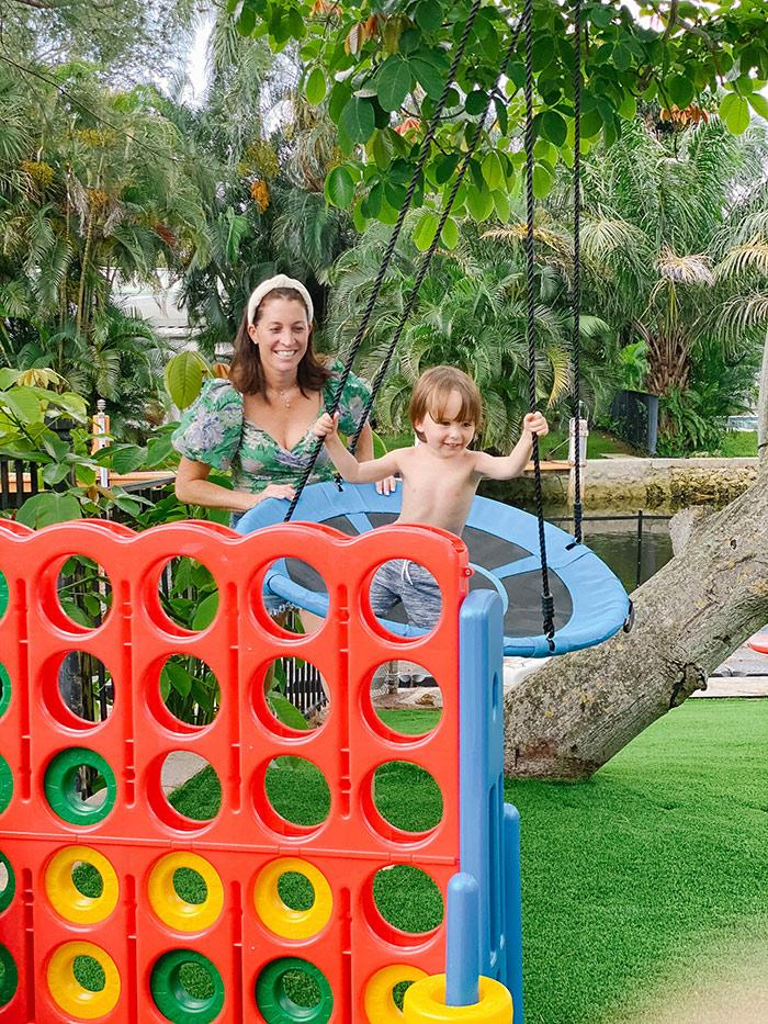 Designate a small area for outdoor games in your small backyard