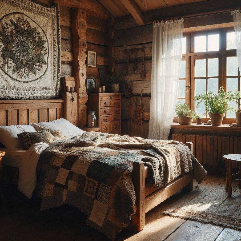 Rustic ⁤Bedroom:⁢ Infuse ⁣warmth ‌with natural wood​ and earthy⁣ tones