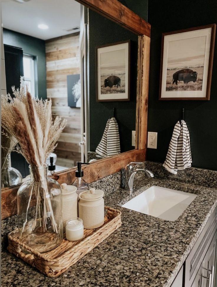 Painted wood accents create a relaxed atmosphere in your farmhouse bathroom