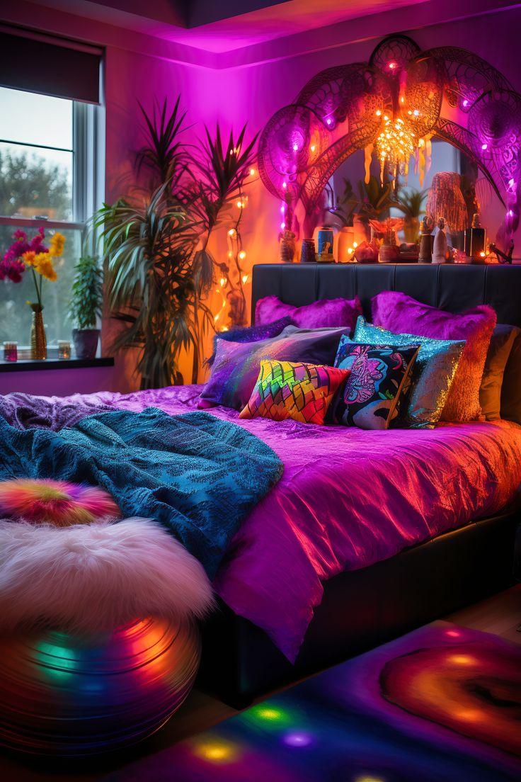 Bedroom Trend: Neon accents bring a pop of color, infusing energy and vibrance