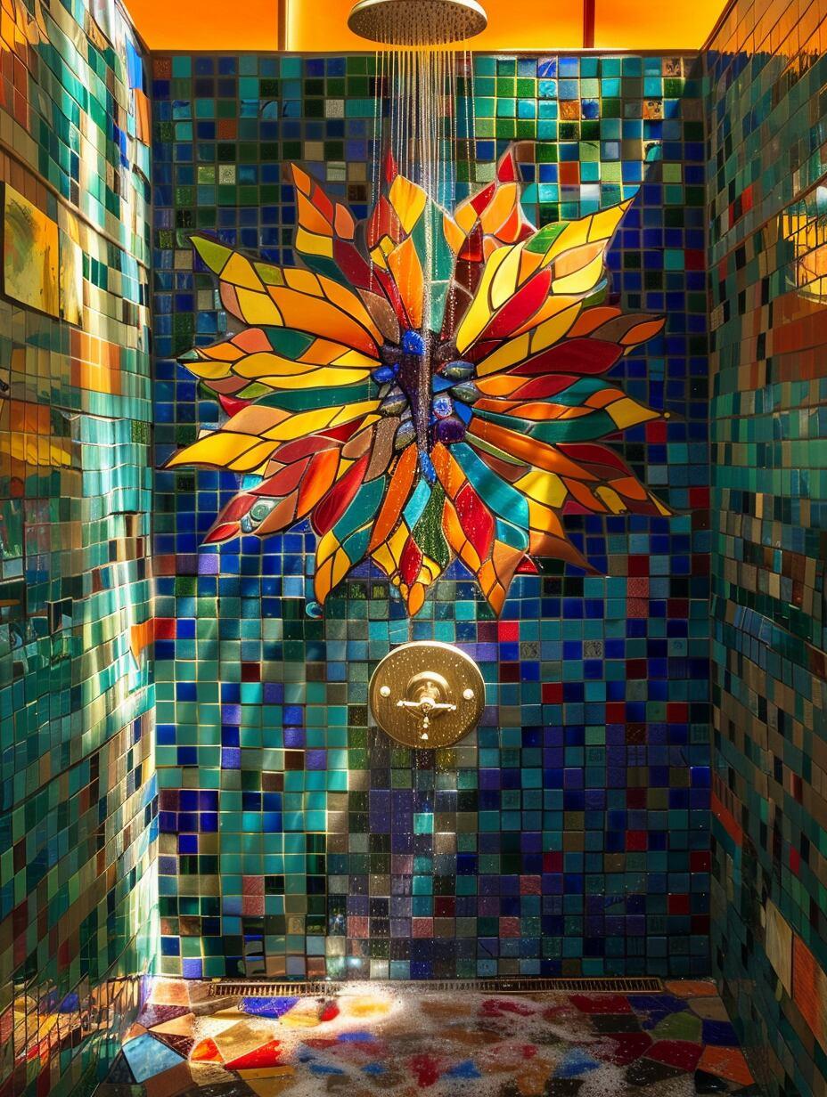 Use colorful mosaics to revitalize your boho bathroom aesthetic