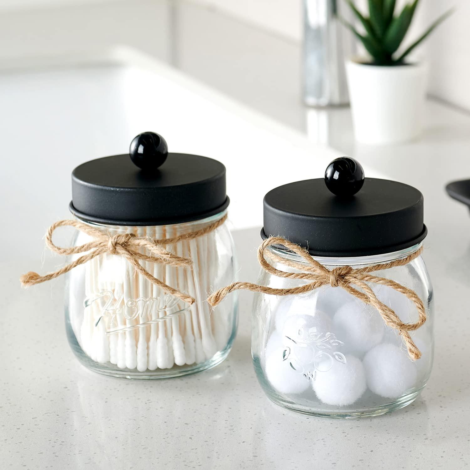 Incorporate mason jars for stylish storage solutions in your farmhouse bathroom