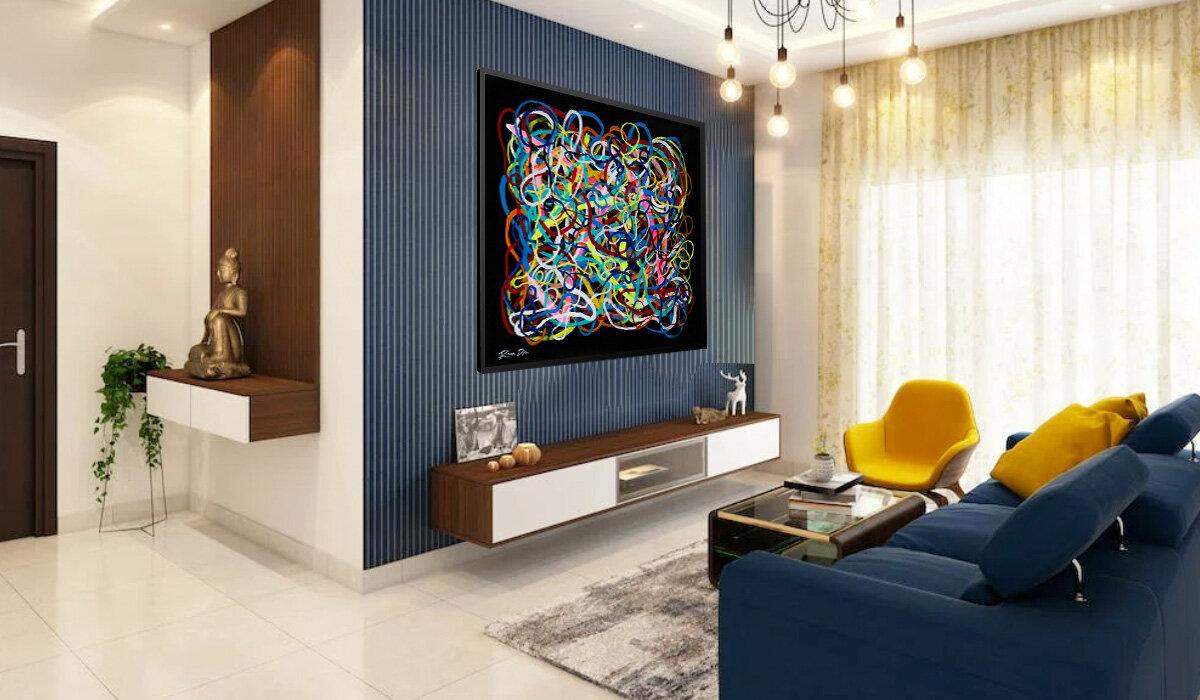 Opt for a statement art piece to elevate your contemporary living room