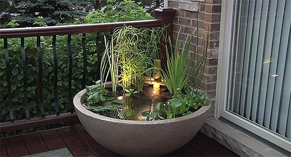 Incorporate a small water feature for soothing sounds on your Screened Porch