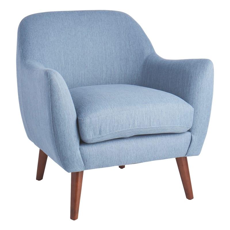 Add a blue accent chair for additional seating options