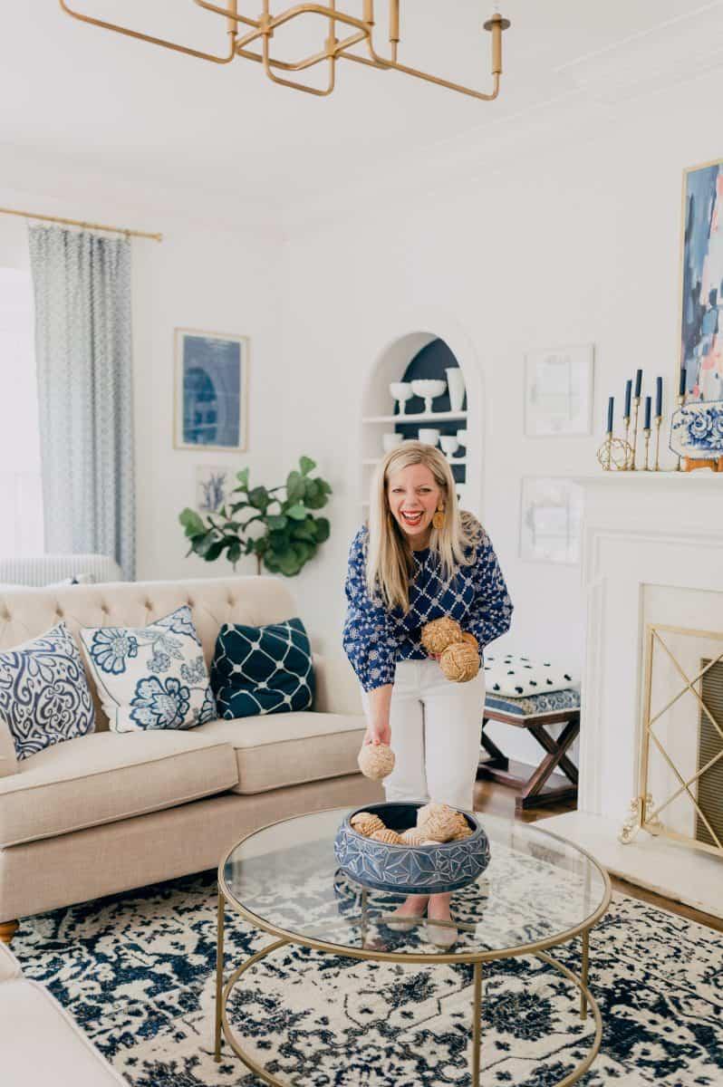 Select blue accessories that match your living rooms theme