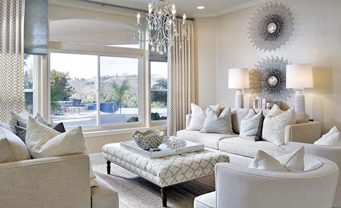 Glam Living Room: Sparkling decor and plush textiles create a lavish aura