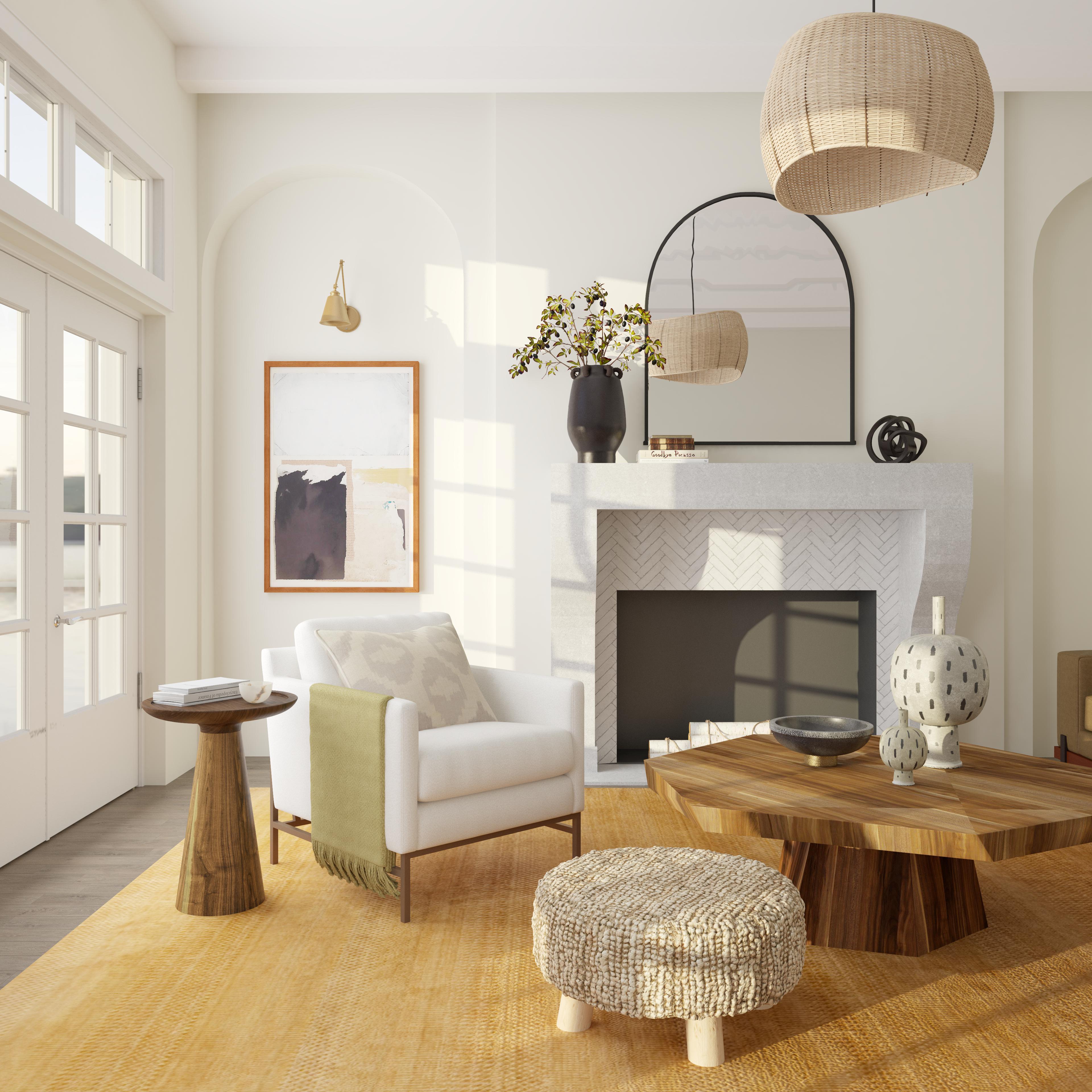 Utilize mirrors to reflect light and open up your earthy living room space