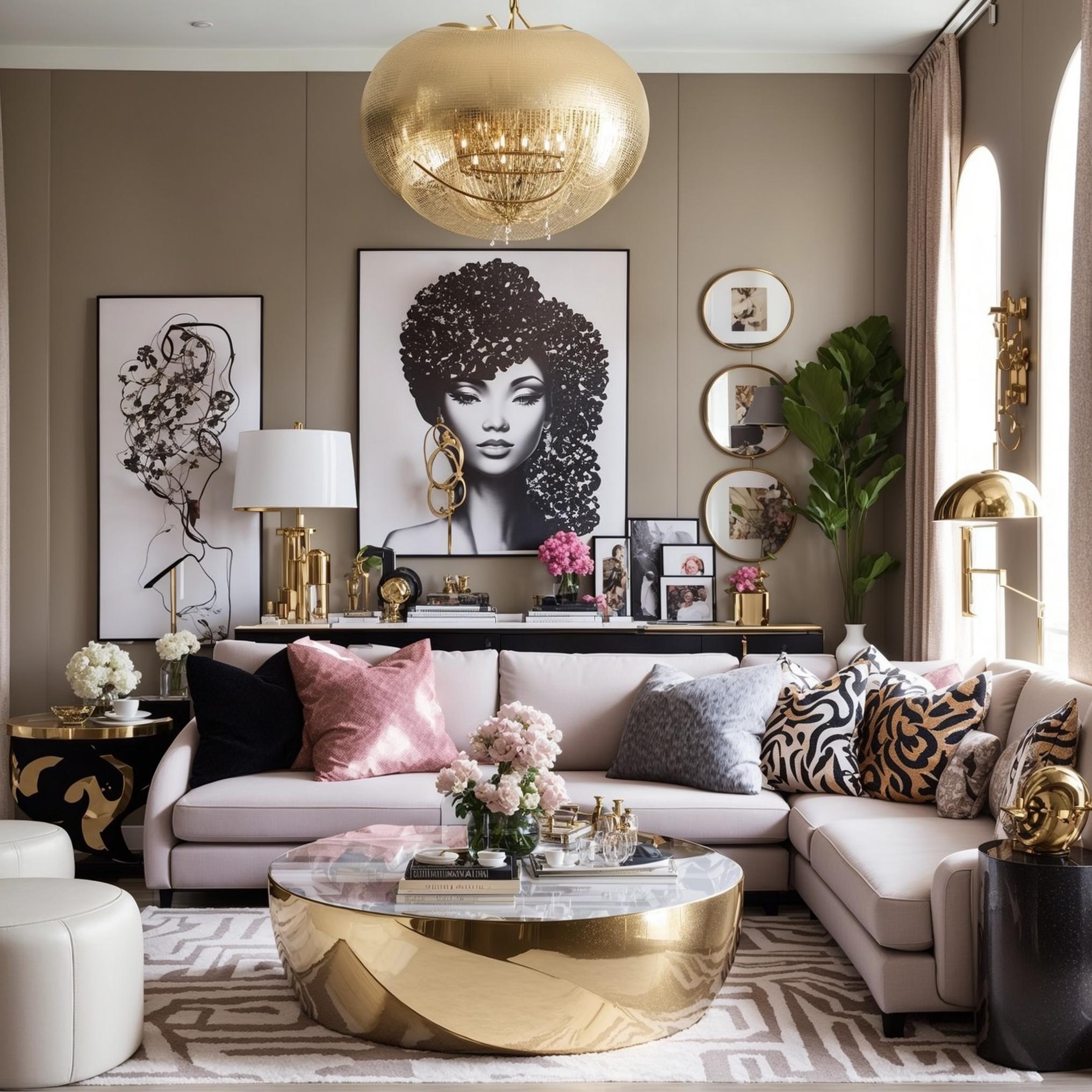 Glamorous Touch: A luxurious Living Room with‌ bold colors and⁣ textures