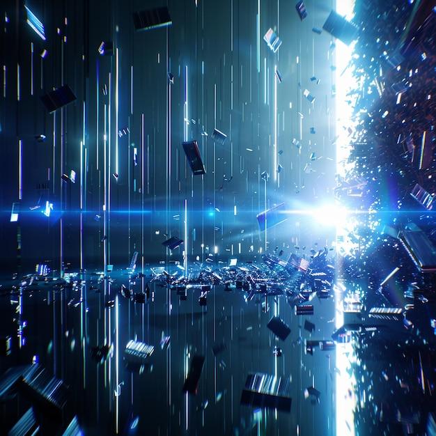 Hang a large blue mirror to amplify light and space