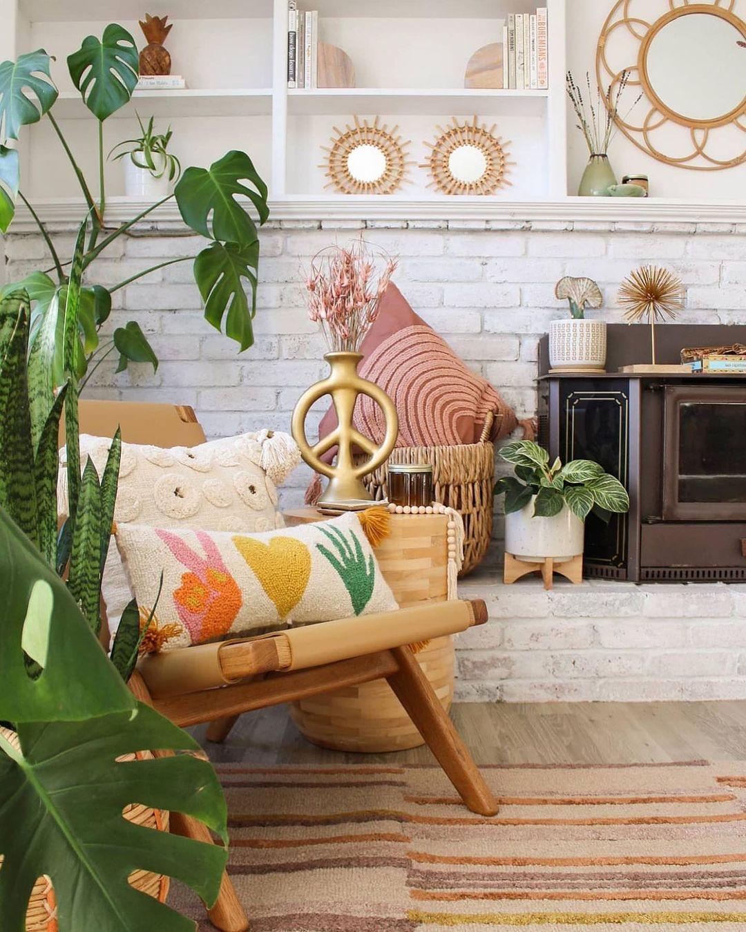 Add plenty of greenery with houseplants for a refreshing touch in your Earthy Living Room