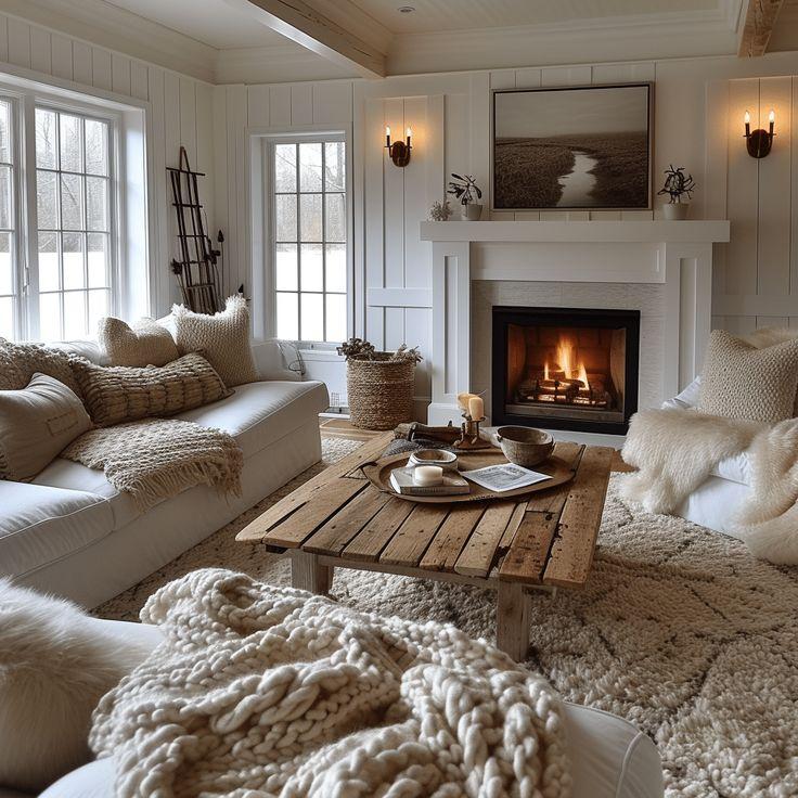 Incorporate a fireplace for a focal point that invites warmth into your Earthy Living Room