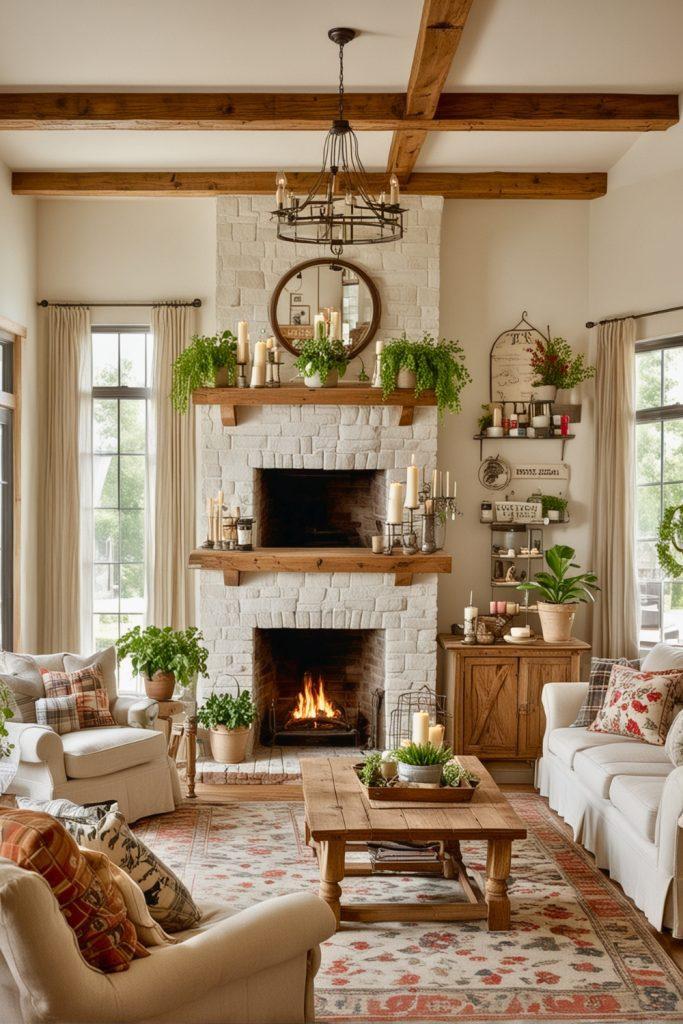 Layering different shades of color creates depth in your vintage living room decor