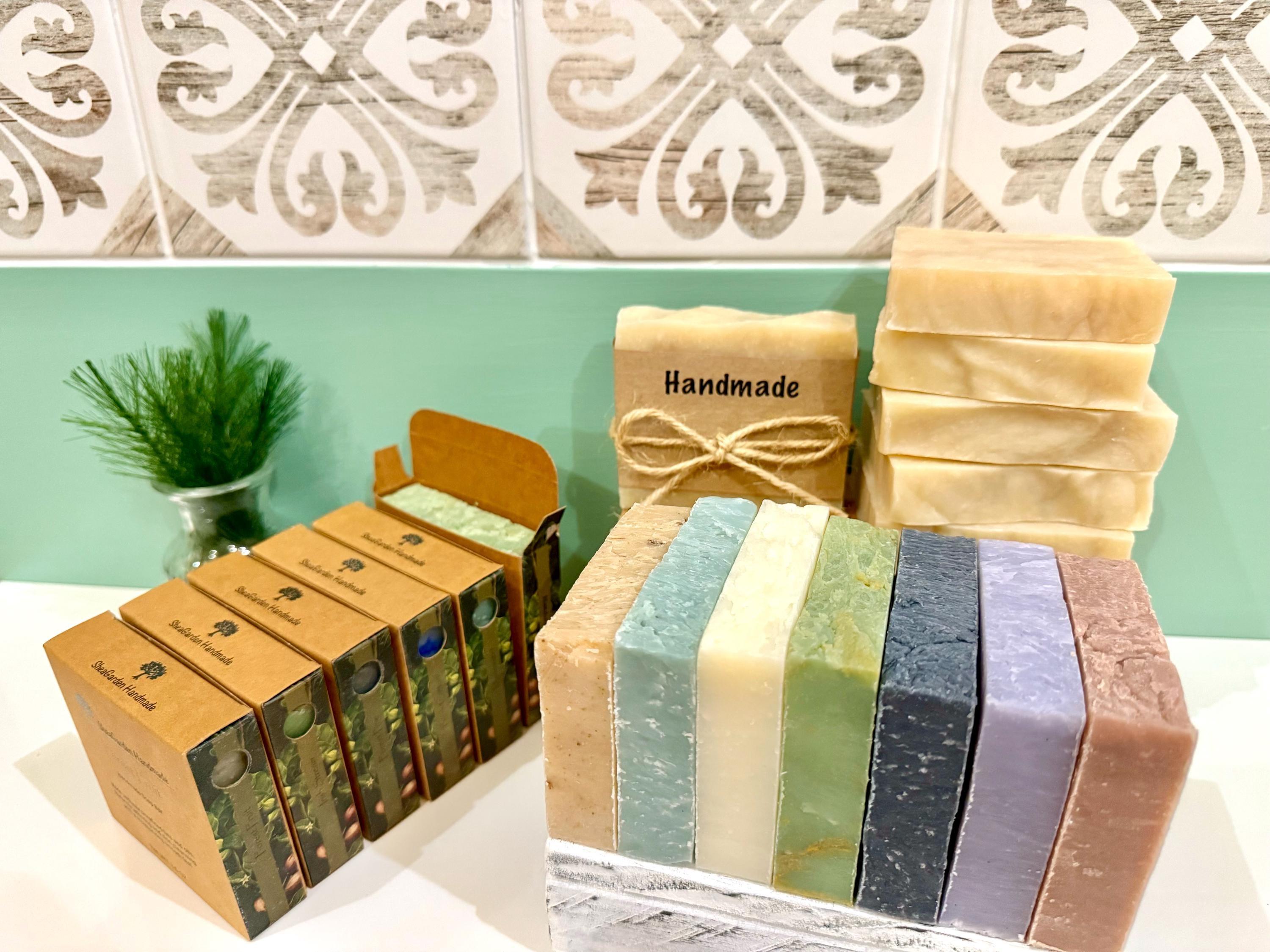 Handcrafted soaps displayed beautifully​ in your cozy chalet bathroom