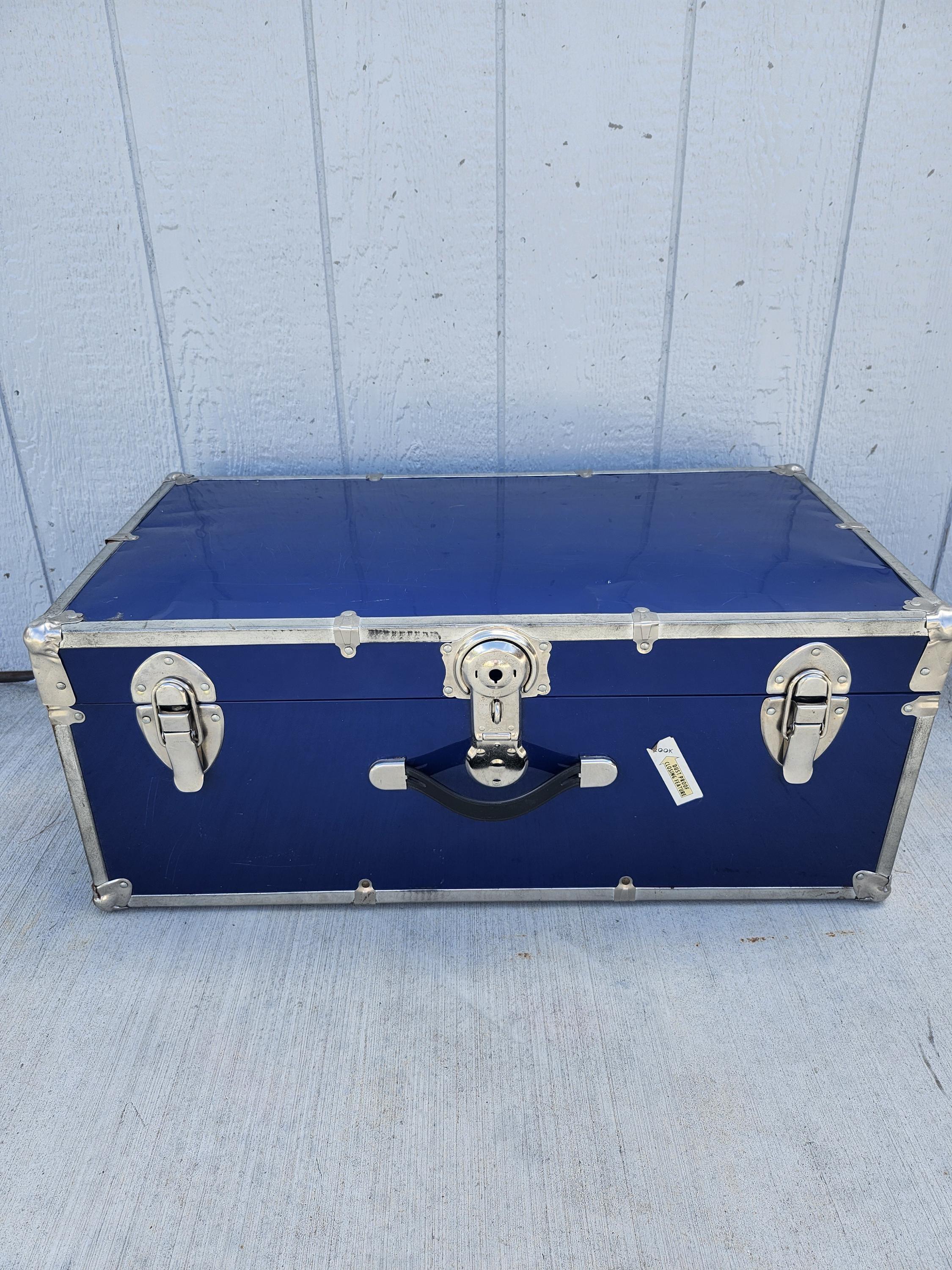 Showcase a vintage‍ blue trunk for stylish storage solutions